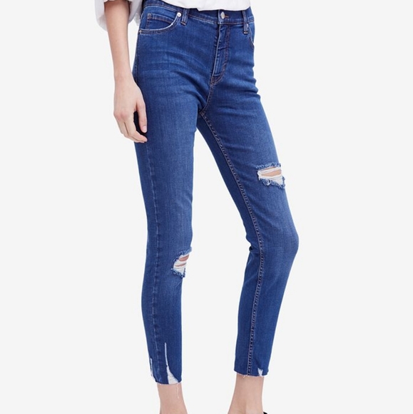 SOLD - Free People Shark Bite Raw Hem Distressed Skinny Jeans